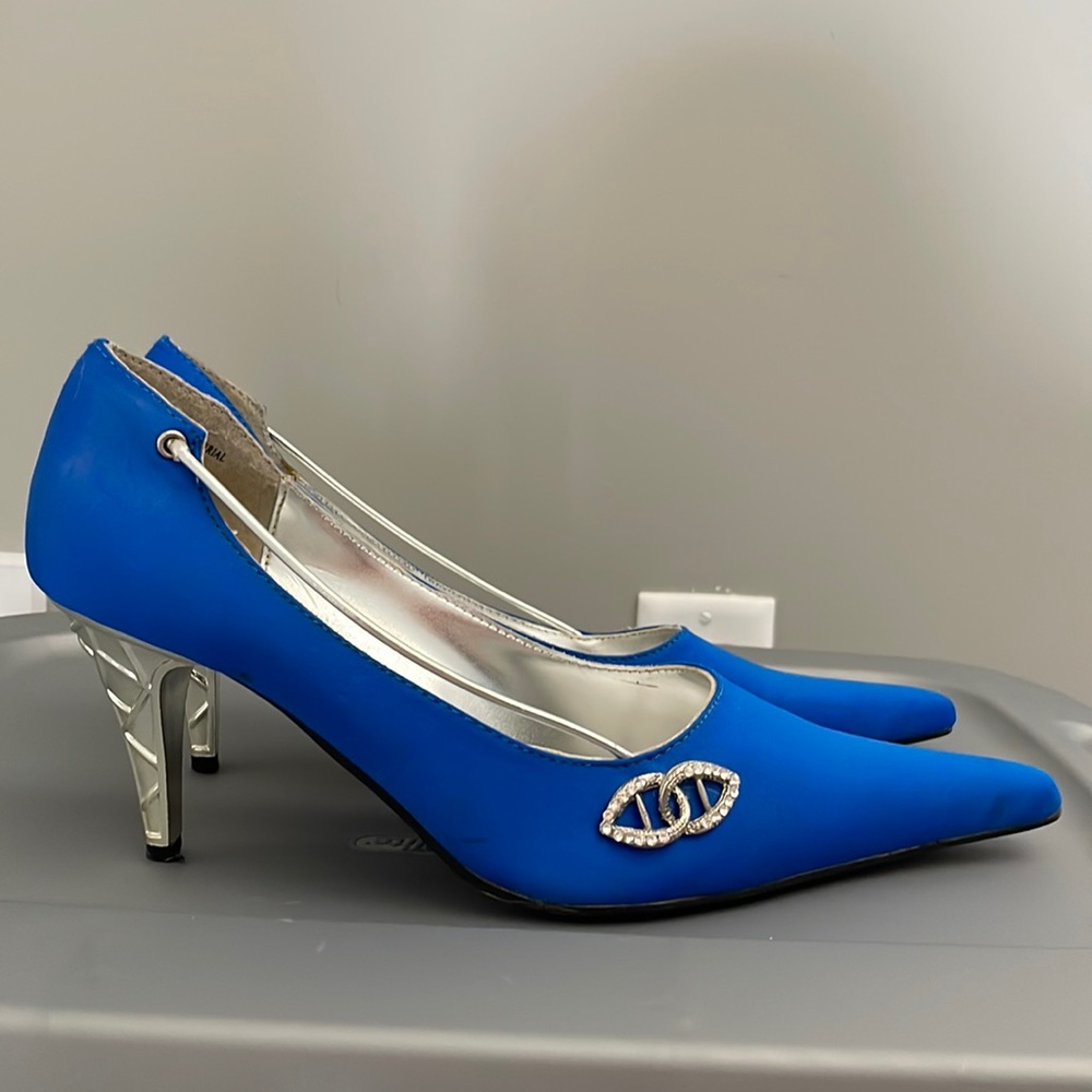 Blue and Silver Wild Rose Heels